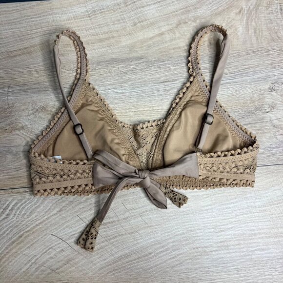 NWOT BECCA By Rebecca Virtue Boho Crochet Bikini Top Tie Back Adjustable S - Picture 5 of 7